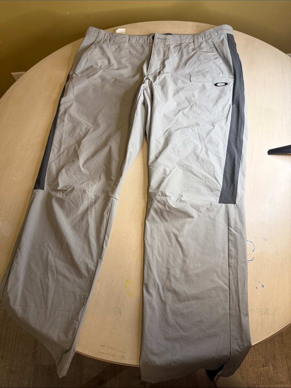 Oakley Men's Light Gray Chinos with Dark Gray Side Stripes